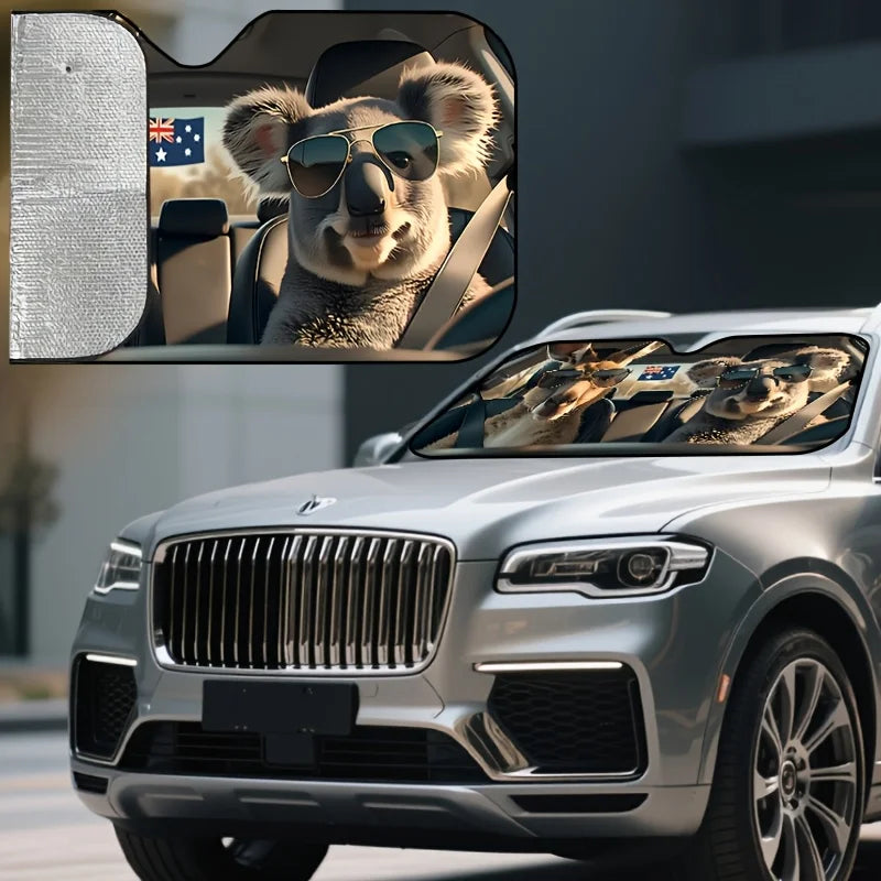 Kangaroo & Koala Car Sun Shade | Australian Flag UV Blocker Car Sun Shade HIP