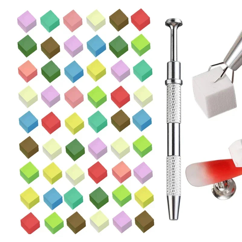 50Pcs Square Nail Art Sponge Set Gradient Nail Brushes Gel Polish Design Nail Sponge Grab Pen Manicure Supplies 229w HIP Color 50Pc And Tool