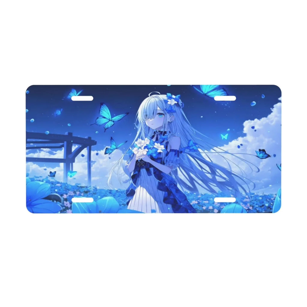 Anime Girl Butterfly Aluminum Vanity License Plate 6x12" Vanity License Plate HIP