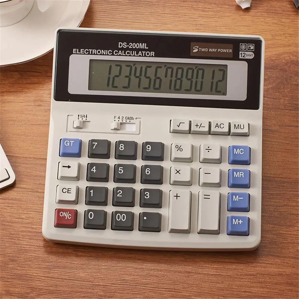 12-Digit Large Desktop Calculator – Tilt Display & Dual Power Desktop Calculator HIP