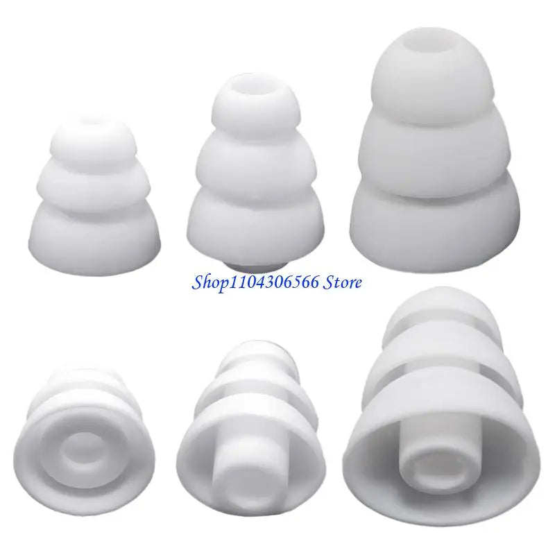 6-Pack Triple Flange Silicone Ear Tips 3.8mm – Universal Fit Earphone Ear Tips HIP