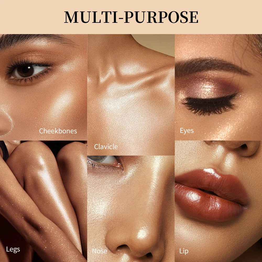 LongLasting Waterproof Face Highlighter Powder Instant Silky Skin Glow Baked Shimmer Illuminator Makeup Contouring Glitter HIP