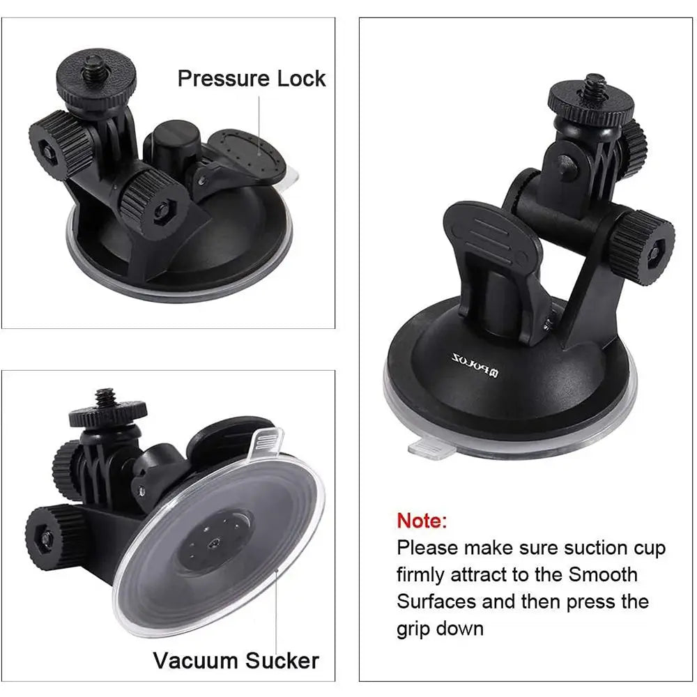 Suction Cup Car Mount for GoPro & DJI OSMO – 360° Swivel Action Camera Mount HIP