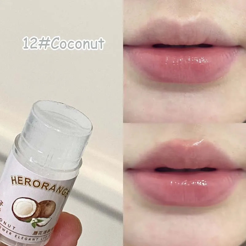 12 Flavors Fruit Flower Moisturizing Hydrating Base Lip Balm Fade Fine Lines Mini Lip Care Daily Care Balm for Women and Men HIP 12