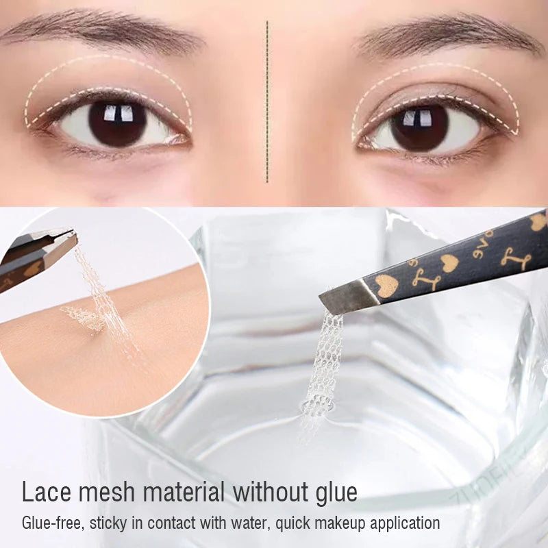 480PCS Invisible Double Eyelid Tape Self-Adhesive Gauze Slim/Wide Waterproof Fiber Stickers for eyelid with free Tools Cosmetics HIP