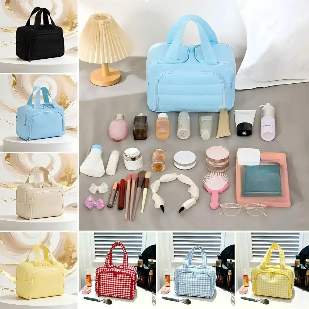 Large Capacity Cosmetic Bag Waterproof with Multiple Compartments Lightweight Men Women Travel Toiletries Makeup Pouch Bag HIP