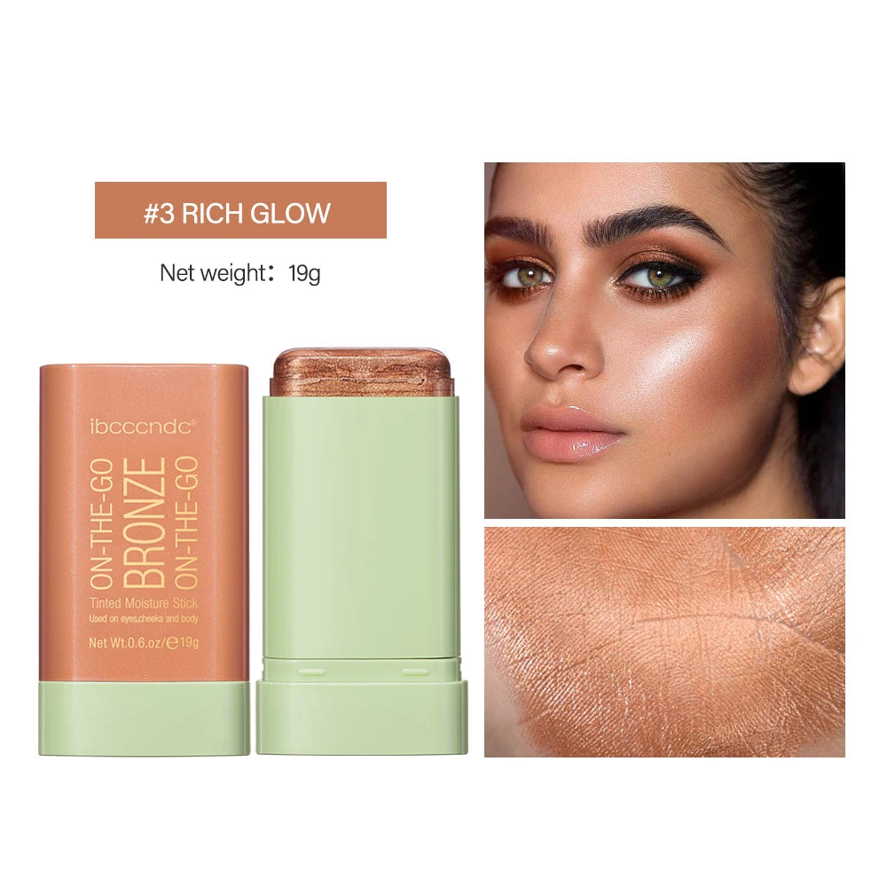 High Gloss Stick Face Brightening Rotary Small Gold Tube Concealer Pearl Gloss Dressing Stick Three Color Makeup Contour Correct HIP 3