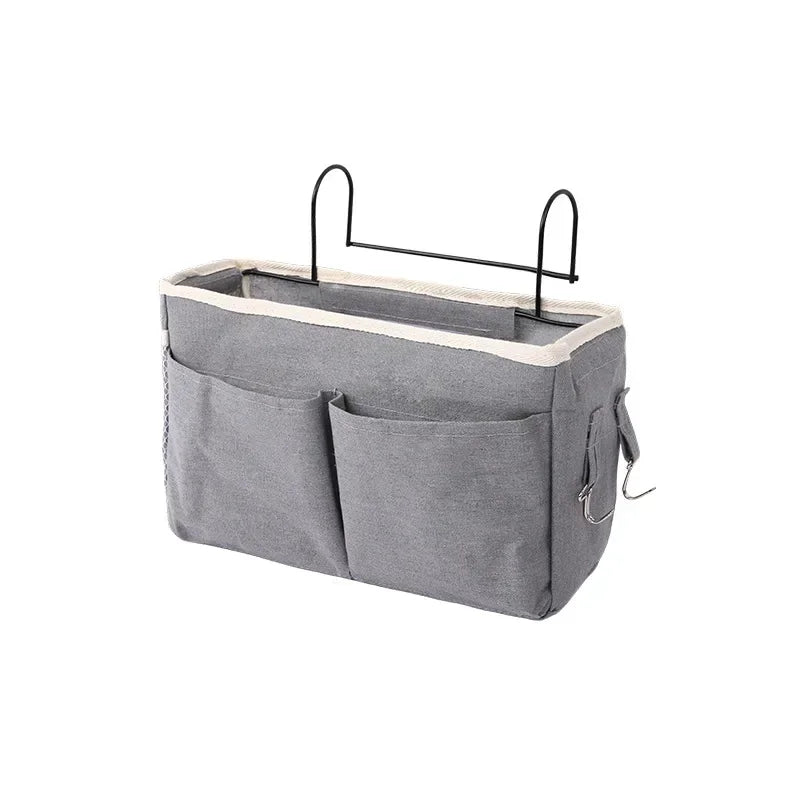 Bedside Caddy Hanging Organizer – 4-Pocket Storage Bag Hanging Bed Organizer HIP C50-Grey 1pcs