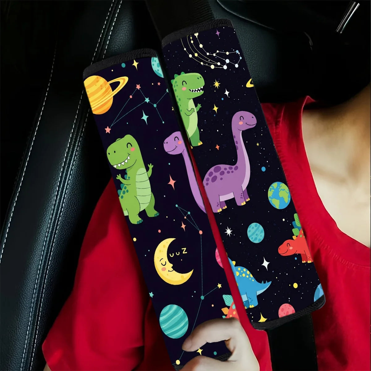 2-Pack Dinosaur Planet Car Seat Belt Shoulder Pads 9.8x11.3" Seat Belt Shoulder Pad HIP