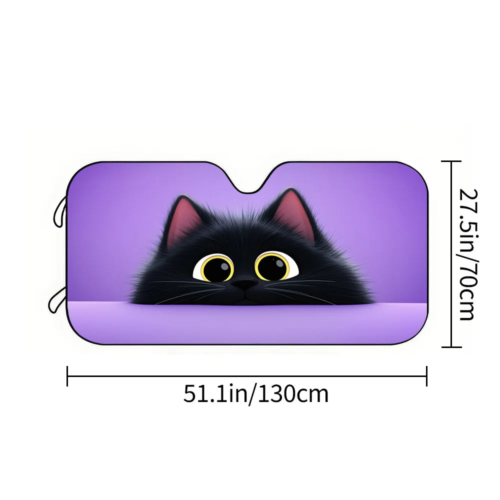 Black Cat Peeking Car Sunshade – UV Protection & Cooling Car Sunshade HIP