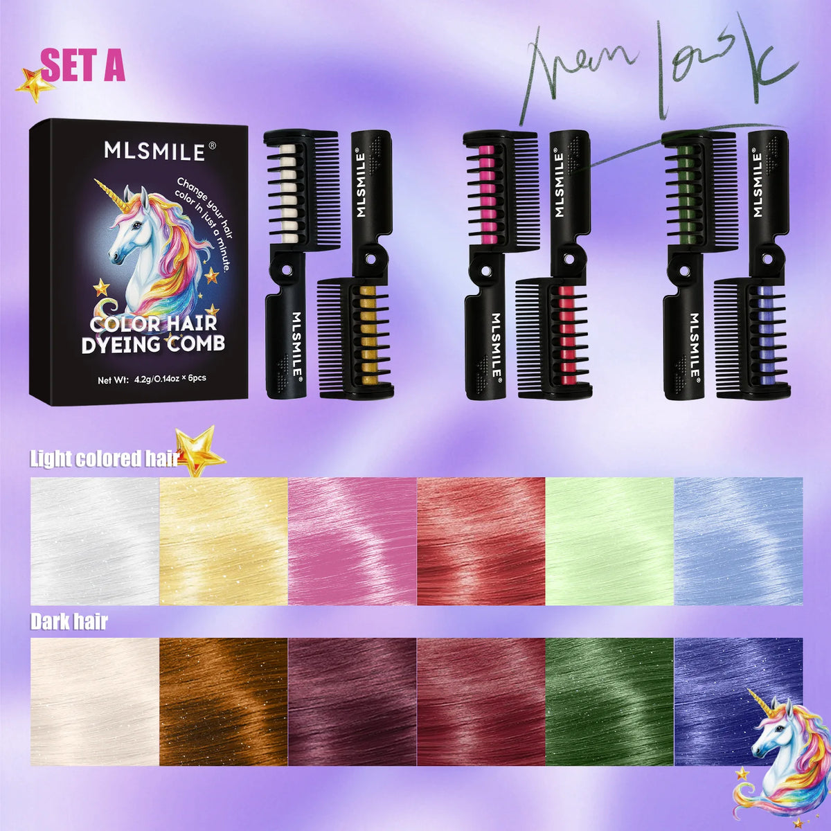 Temporary Hair Color Dye Comb Stick – Washable & No Damage Temporary Hair Dye Comb HIP A
