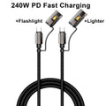 BESY USB-C Fast Charging Cable with Lighter & LED Flashlight USB-C Charging Cable HIP Black