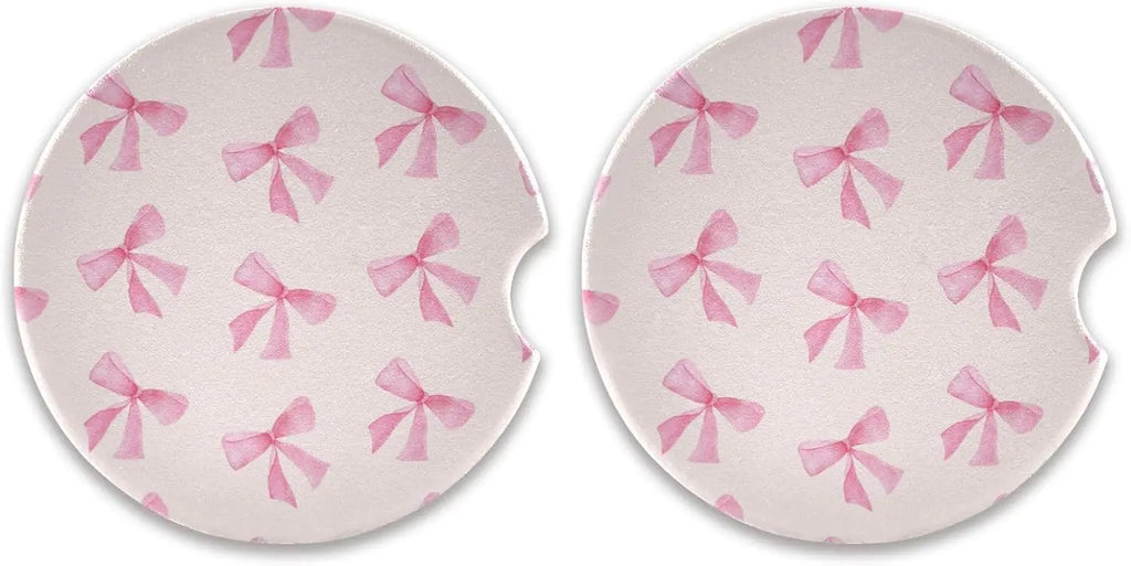 Kawaii Pink Bow Car Cup Holder Coasters – 2 Pack Ceramic Cork Car Cup Holder Coasters HIP 1 Other