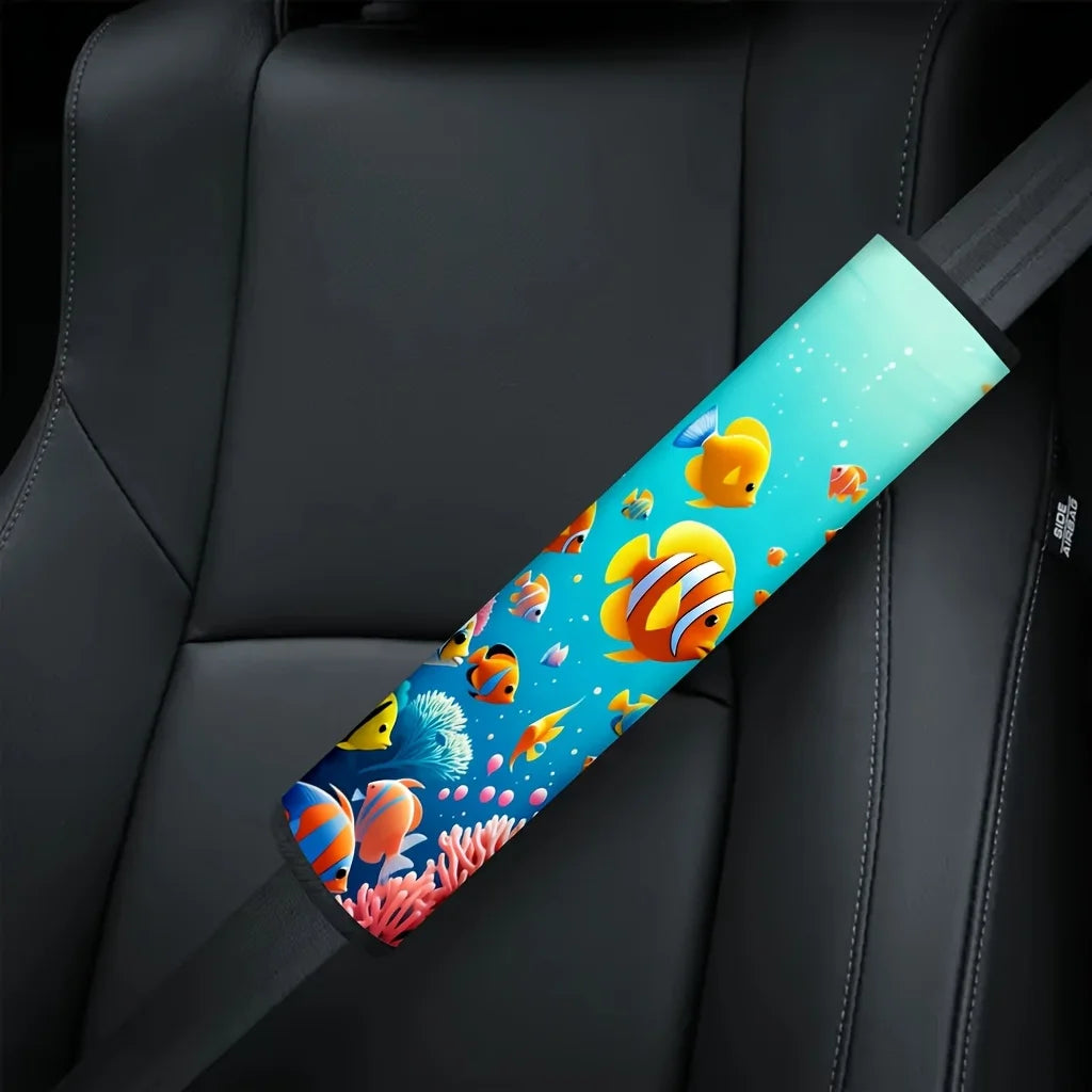 2-Pack Coral Reef Fish Car Seat Belt Shoulder Protectors Seat Belt Protector HIP