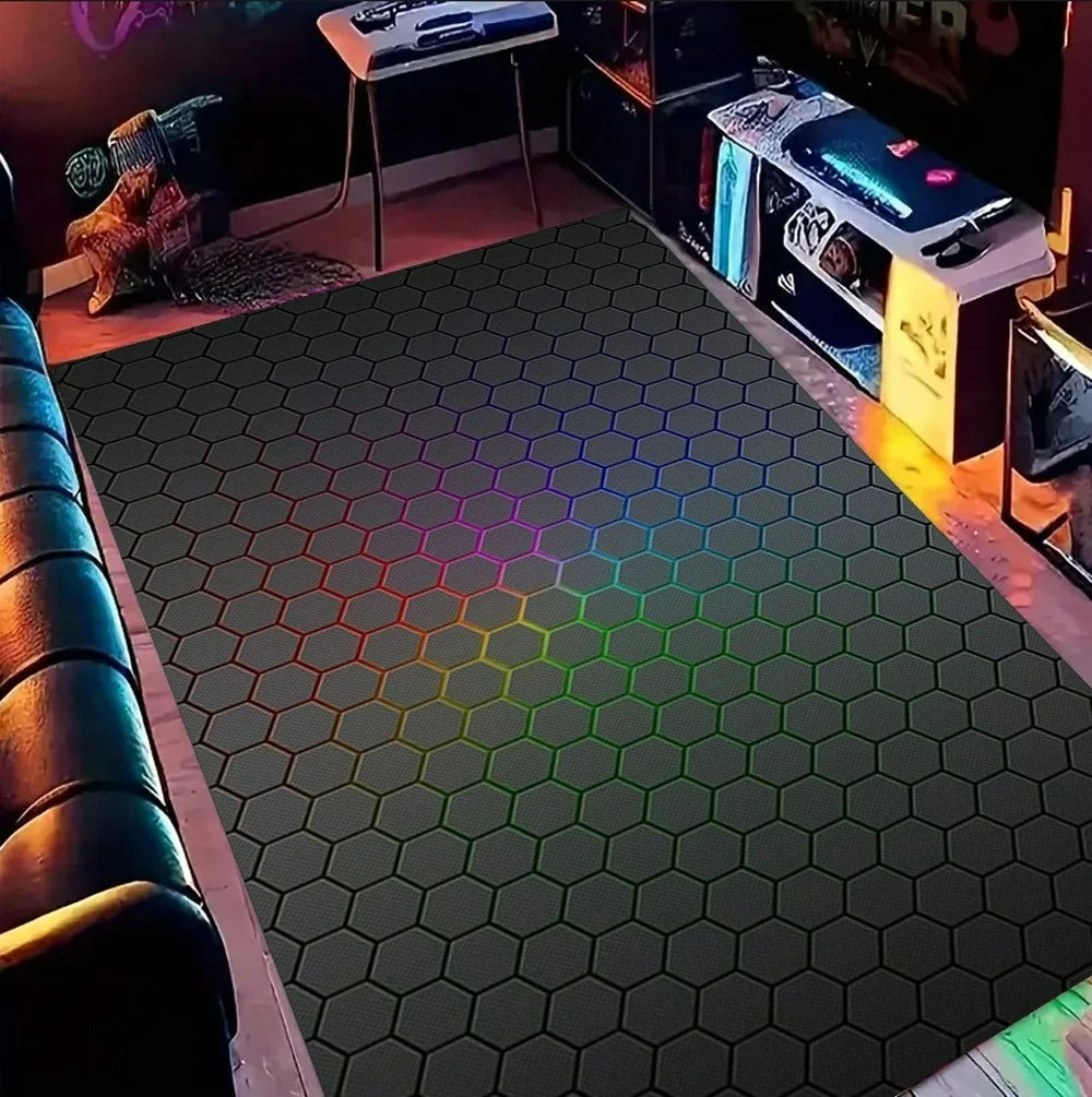 Gaming Area Rug – Colorful Geometric Gamer Room Decor Mat Gaming Area Rug HIP
