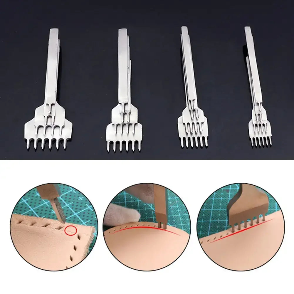 DIY Leather Craft Punching Hole Tools Leather Stitching Sewing Punches 1+2+4+6 Leather Craft Spacing Punch Accessories 3/4/5/6mm HIP