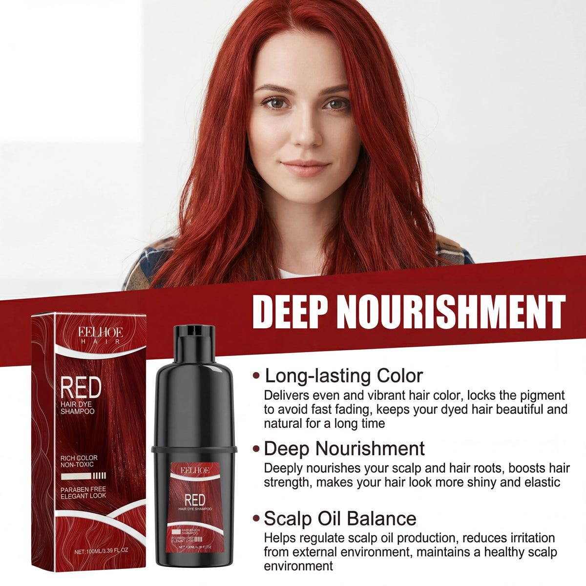 Red Herbal Hair Color Shampoo – Gray Coverage & Nourishing Hair Color Shampoo HIP