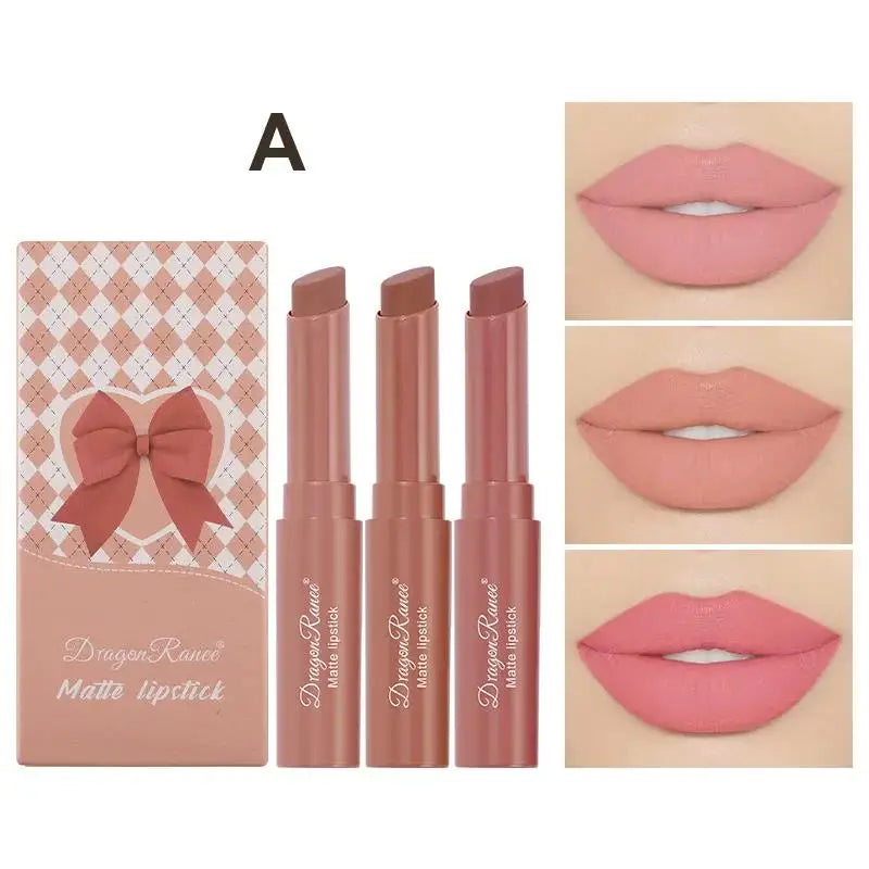 Dragon Ranee Matte Nude Lipstick Pencil Set – 3-Piece Matte Lipstick Set HIP
