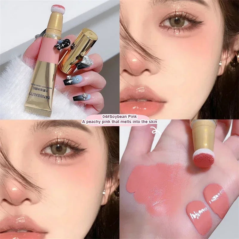 Liquid Blush Velvet Matte Blusher Face Pigment Lasting Beauty Natural Cream Cheek Tint Pink Peach Blush Korean Makeup Cosmetics HIP 04