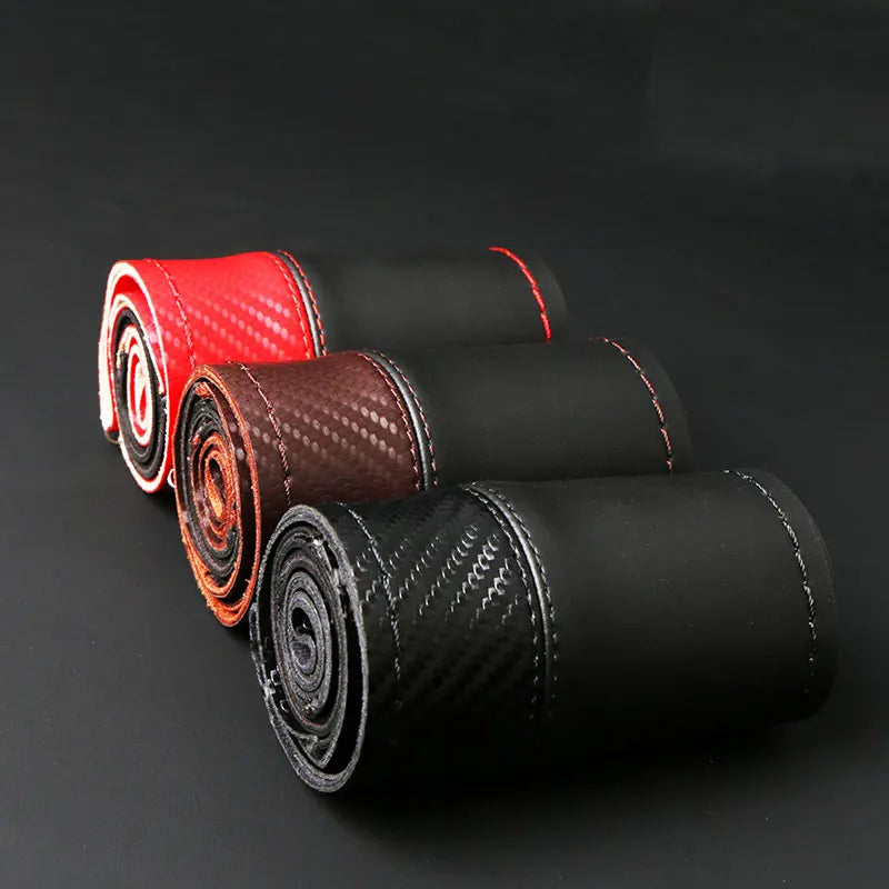 Carbon Fiber Leather Steering Wheel Cover – Universal 38cm Steering Wheel Cover HIP