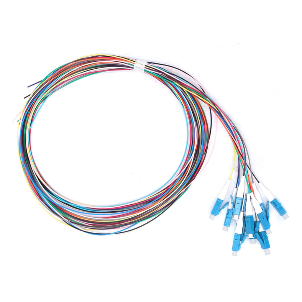 12 Strand Fiber Optic Pigtail LC/UPC Single Mode Low Insertion Loss 1.5m HIP