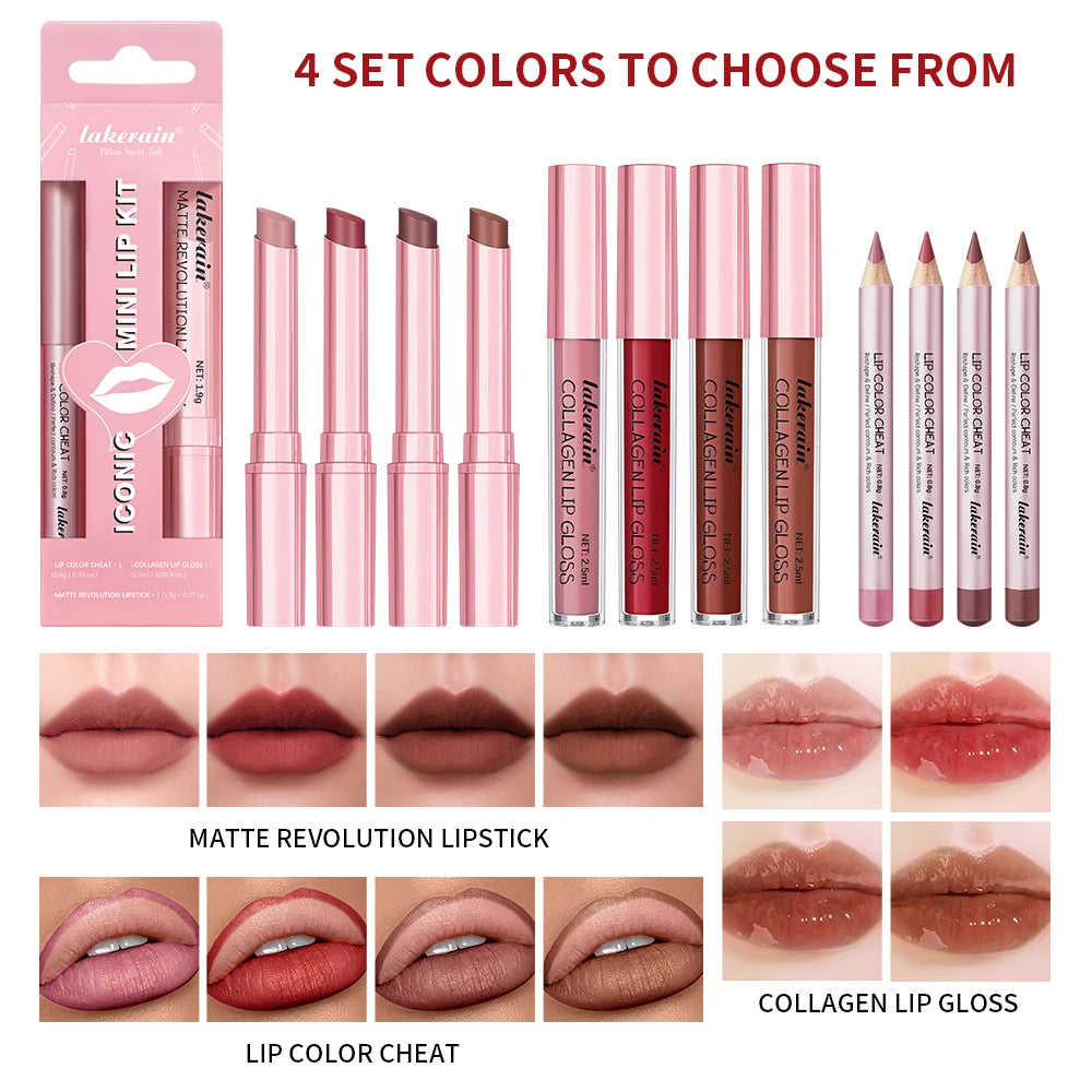 Waterproof Long Lasting Matte Black Lipstick Set Velvet Liquid Lip Gloss Lip Liner Set Red Stain Halloween Goth Makeup HIP