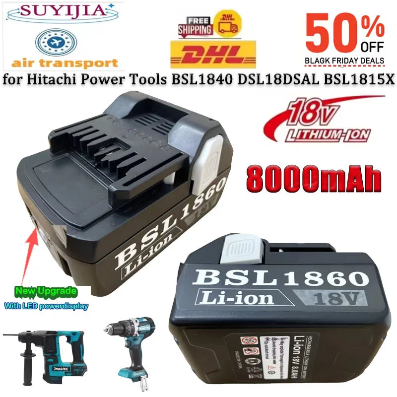 18V 8.0Ah Li-Ion Replacement Battery for Hitachi Power Tools Power Tool Battery HIP