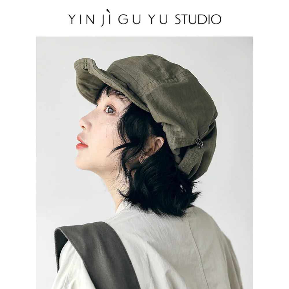 Retro Newsboy Flat Cap Beret – Herringbone Unisex Hat Newsboy Flat Cap HIP