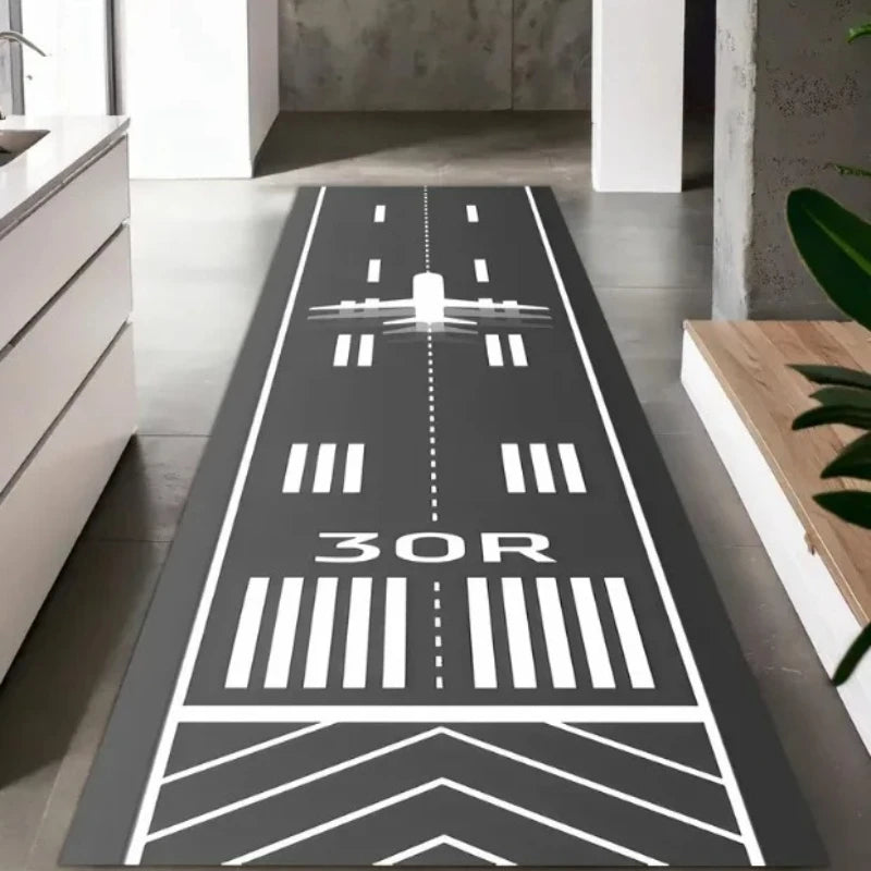 Kids Airport Runway Rug – Aviation Themed Playmat Kids Play Rug HIP