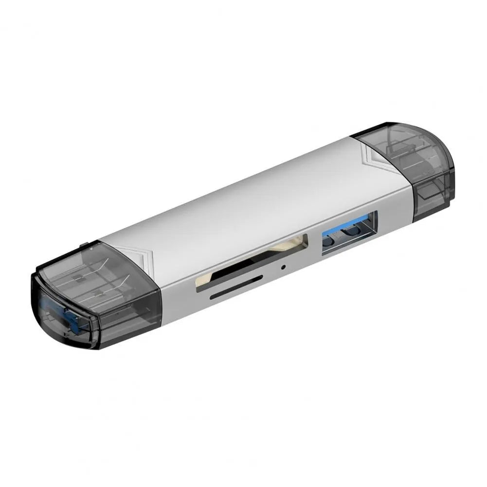 6-in-1 USB 3.0 Card Reader – SD, TF, Type-C & Micro USB USB Card Reader HIP GRAY