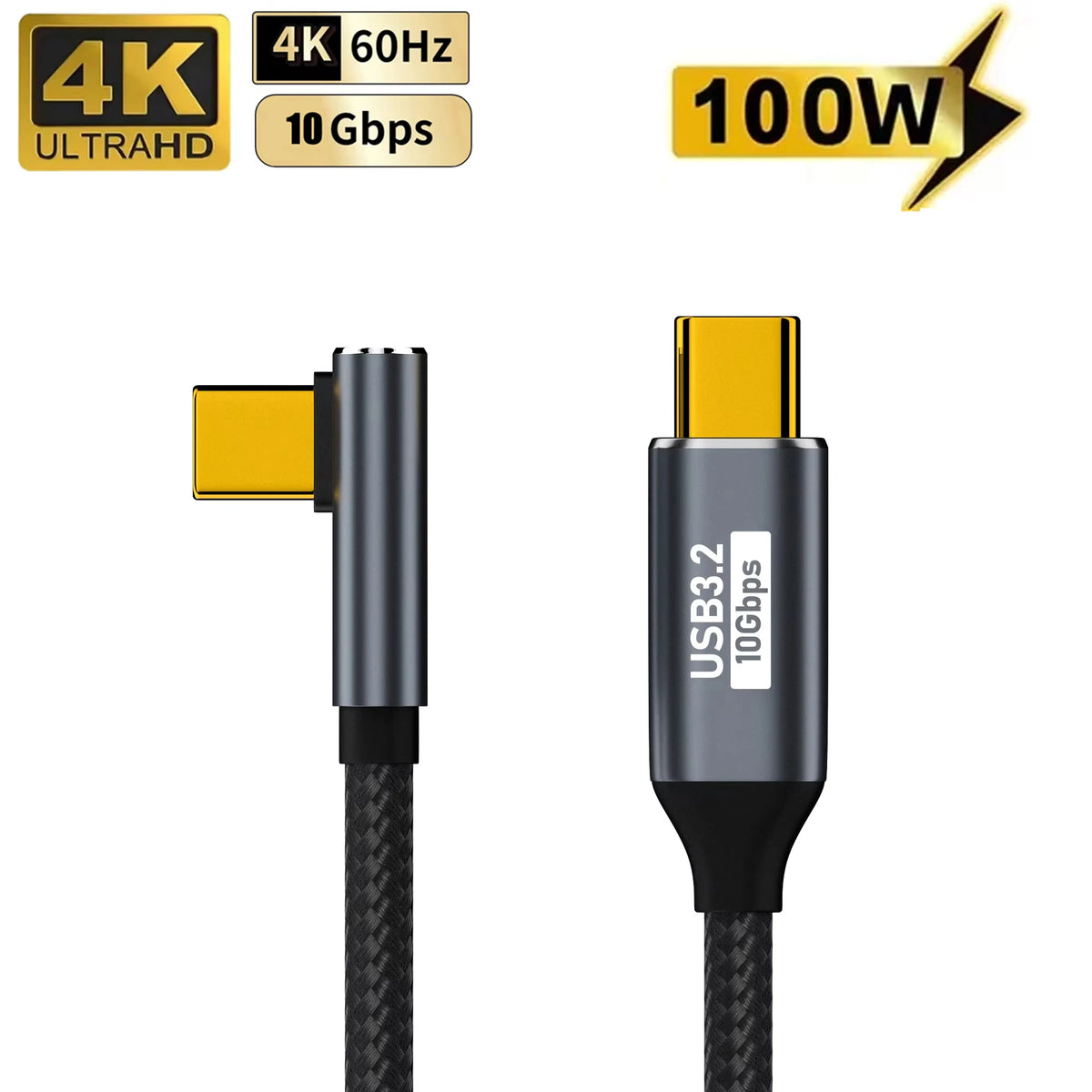100W USB-C Cable 10Gbps 4K@60Hz Fast Charging Type-C to C USB-C Charging Cable HIP