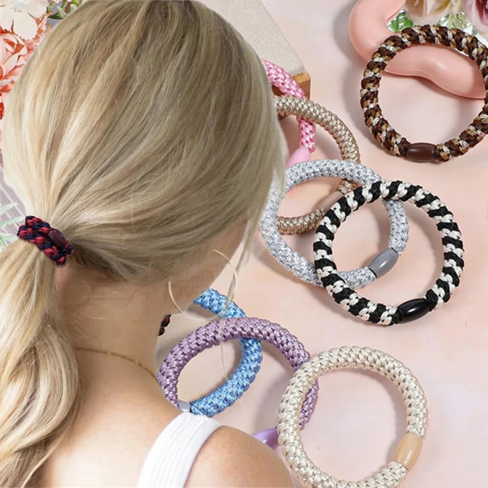 Weave High Elasticity Sports Rubber Band No Crease Non-slip Soft Hair Band For Sport Not falling & Women Ponytail Braiders Tool HIP