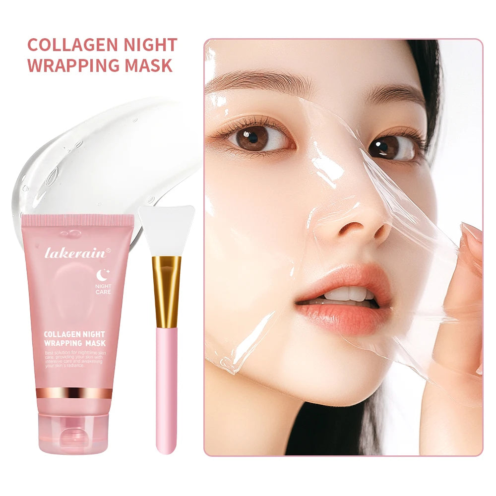 Collagen Facial Mask And Brush Set Rejuvenates Moisturizes Brightens Skin For Glowing Elasticity Korean Face Care Treatment HIP