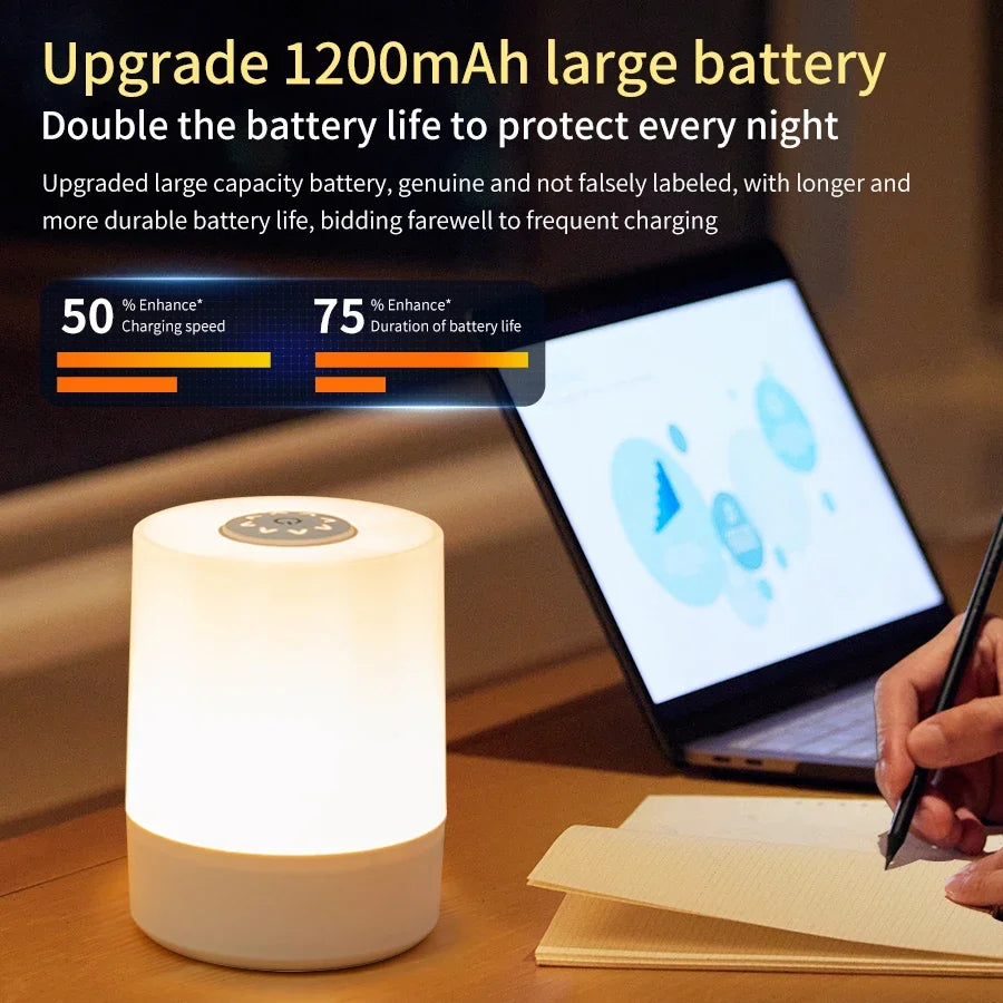 LED Touch Night Light USB Rechargeable Table Lamp With Remote Control Switch 3 Colors Dimmable Bedside Night Lamp Bedroom Decor HIP