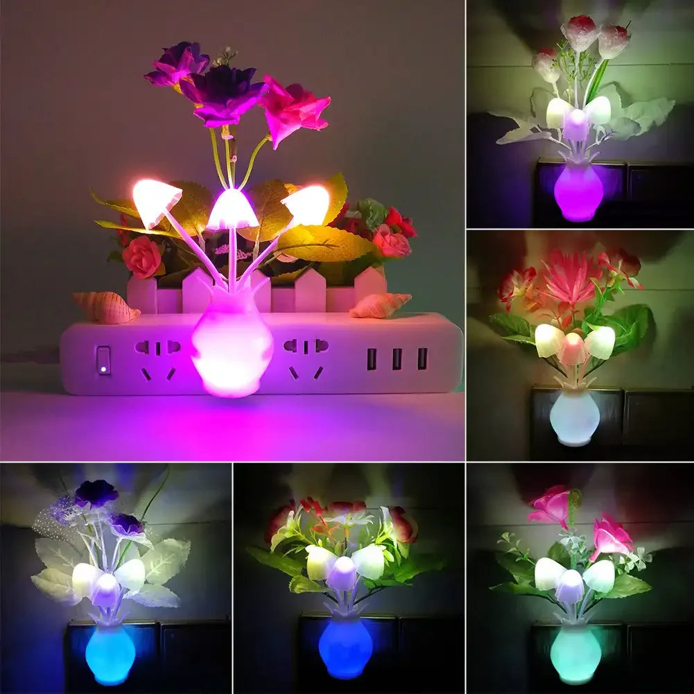 New Mushroom Lamp Novelty Night Light Fungus Luminaria Lamp LED 3 Colorful LED Night Lights Sensor 220v Fungus Luminaria Lamp HIP