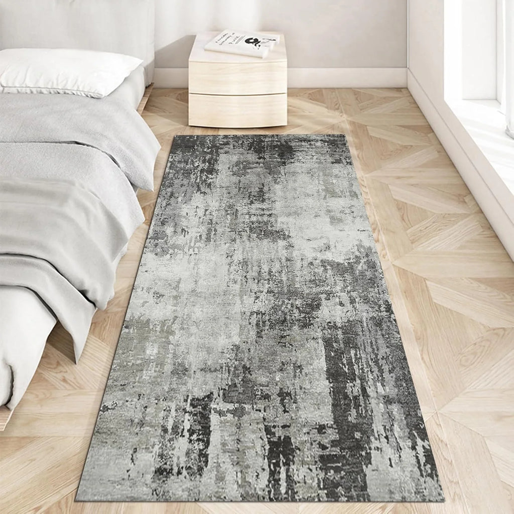 Modern Abstract Gray Runner Rug – Non-Slip Washable Mat Runner Rug HIP