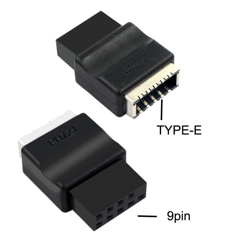 USB 2.0 9-Pin to Type-E Key-A Front Panel Adapter | OULLX USB Header Adapter HIP