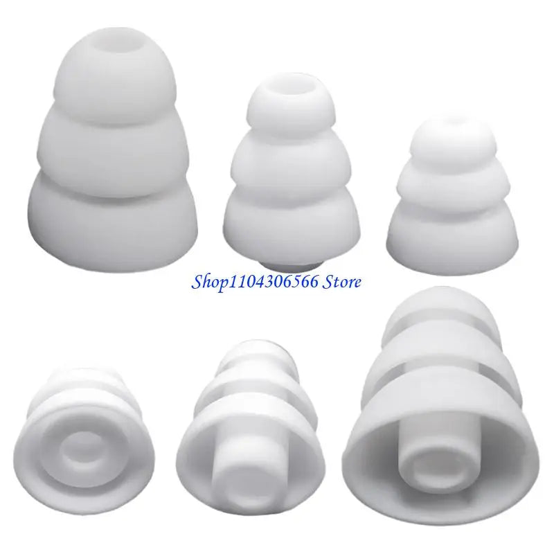 6-Pack Triple Flange Silicone Ear Tips 3.8mm – Universal Fit Earphone Ear Tips HIP