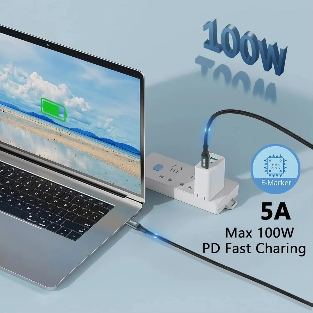 USB-C to USB-C 100W PD Cable – 20Gbps 8K Video USB 3.2 USB-C Charging Cable HIP
