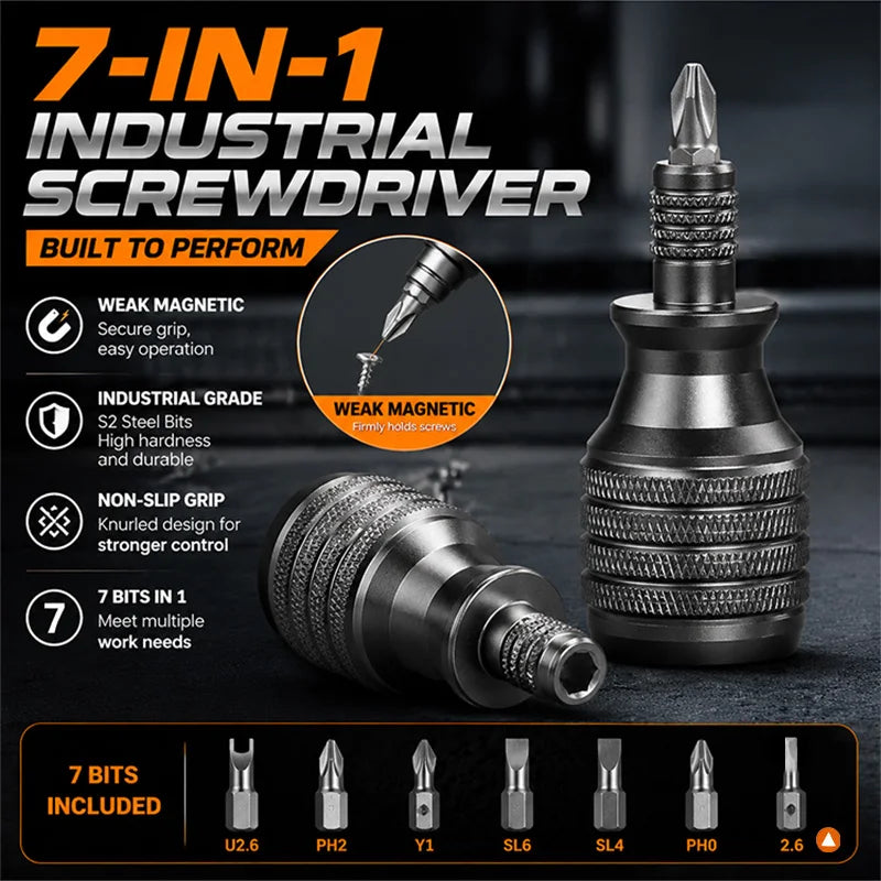 7-in-1 Mini Ratchet Screwdriver Set – Magnetic 1/4" Tips Ratchet Screwdriver Set HIP
