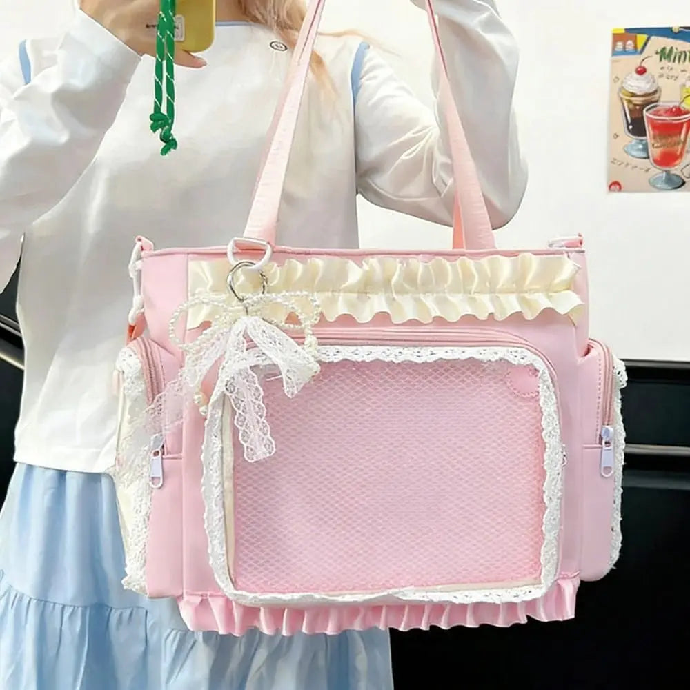 Y2K Japanese Ita Bag – Transparent Large Crossbody Tote Crossbody Tote Bag HIP