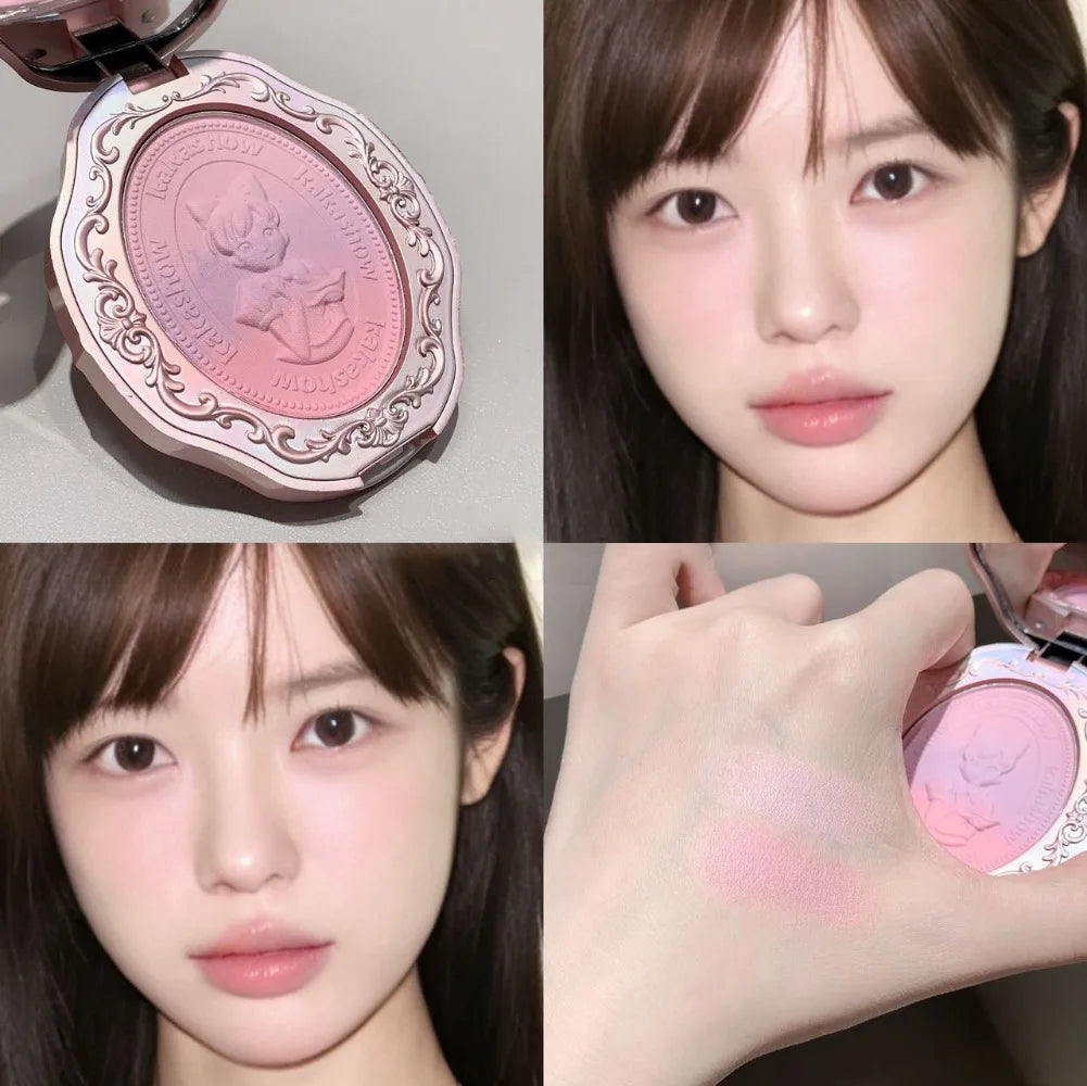Girl Embossed Gradient Powder Blusher Ultra Fine Natural Nude Peach Rouge Lively Cheek Tone Lasting Daily Face Brighten Makeup HIP 03