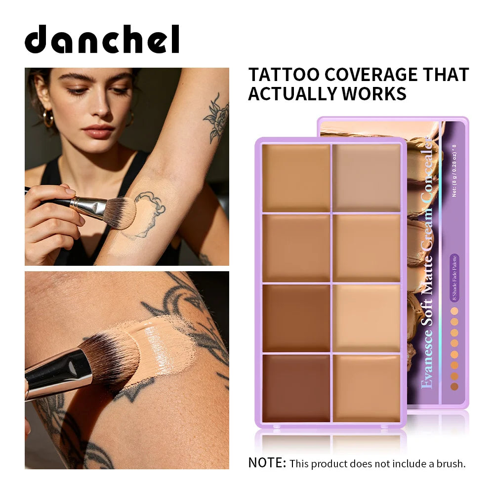 Full Coverage Concealer Palette 8 Colors Soft Matte Cream Concealer With Cosmetic Brush Waterproof Oil Control Long Lasting Cove HIP