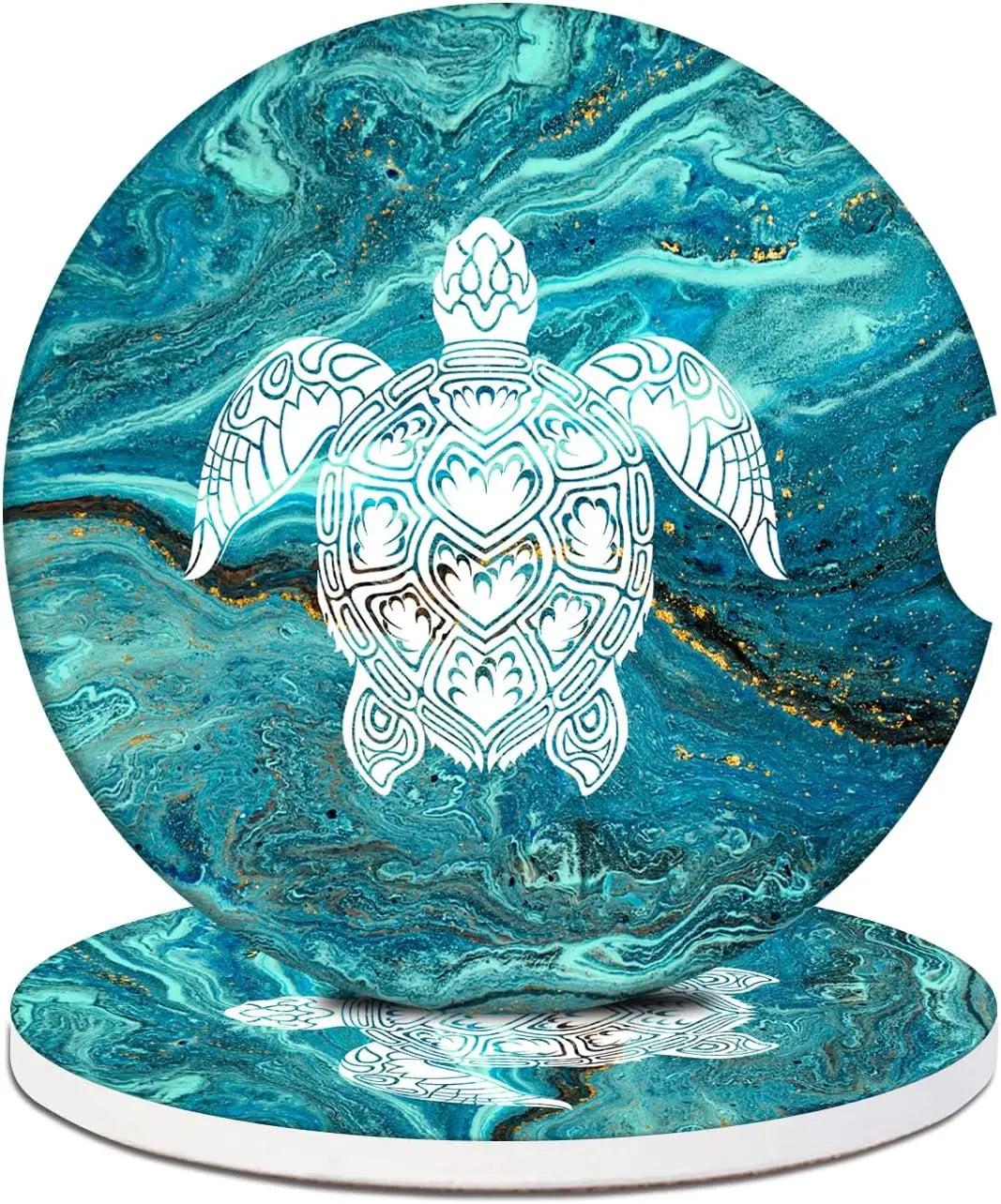 Sea Turtle Marble Absorbent Ceramic Car Cup Holder Coasters Car Cup Coaster HIP 1 Other