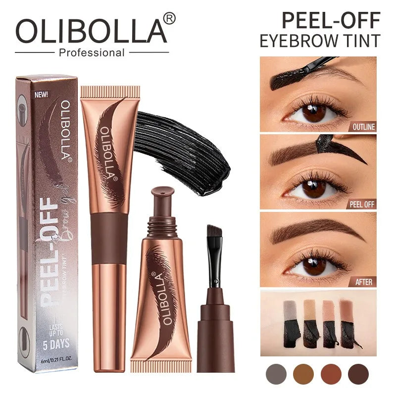 2 In 1 Last Up To 5 Day Tear-off Eyebrow Dyeing Cream With Brush-Waterproof Film-form Natural Wild Eyebrow Makeup Semi-permanent HIP