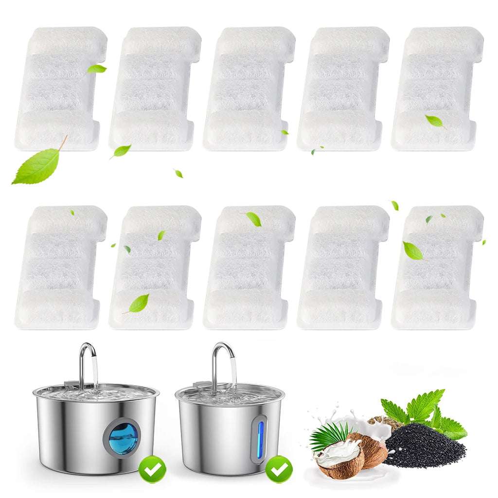 10/20PCS Cat Water Fountain Filters, Fit 67oz/2L & 108oz/3.2L Dispensers, Activated Carbon Filters for Dog/Cat Fountains HIP