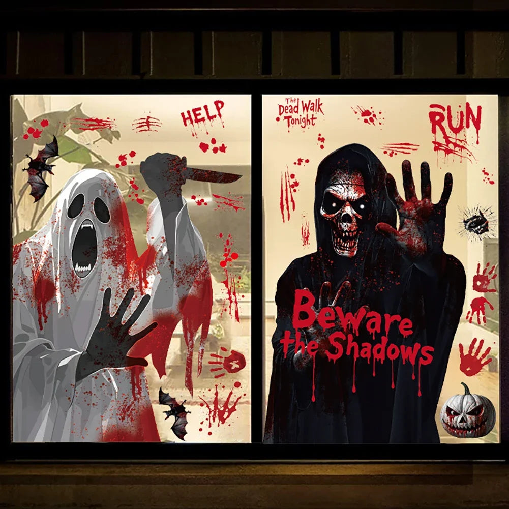 Blood Stains Handprint Mirror Static Stickers Halloween Window Glass Decor For Ghost Festival Party Supplies HIP