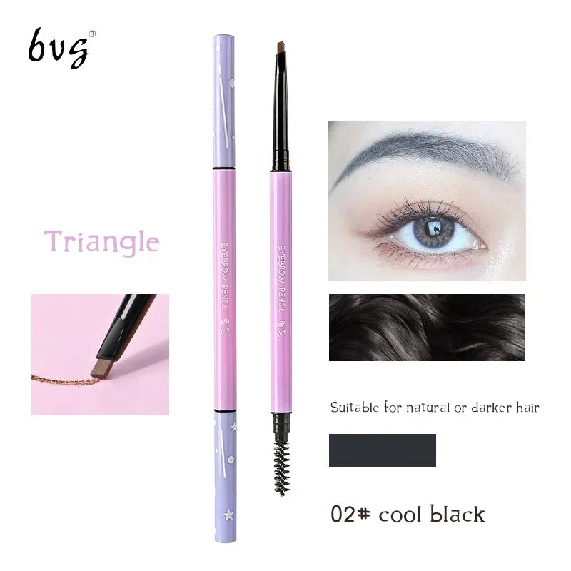 Makeup Ultra-fine Eyebrow Pencil Eyebrow Marker Waterproof Eyebrow Double Head 6 Colors Enhancer Dye Tint Pen Lasting Cosmetics HIP 02Black-Triangle