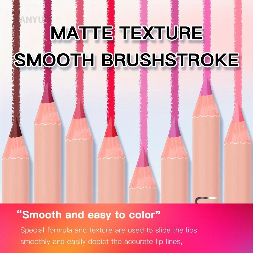Ultra Matte Lip Liner Pencil Long-lasting Silky Smooth Outline and Filling Lips Contouring Versatile Shades for All Skin Types HIP