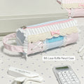 Lace Ruffle Pencil Case – Large Capacity Stationery Pouch Pencil Case HIP Blue Pink